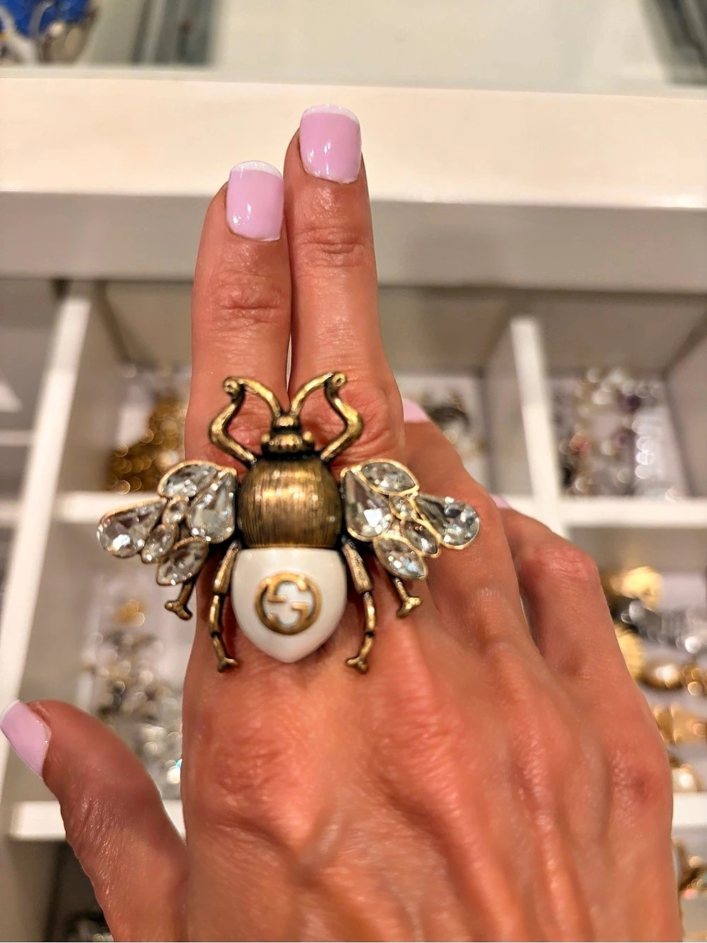 Vintage Gucci Crystal and Resin Bee Brooch Bee Brooch Gold & With crystal